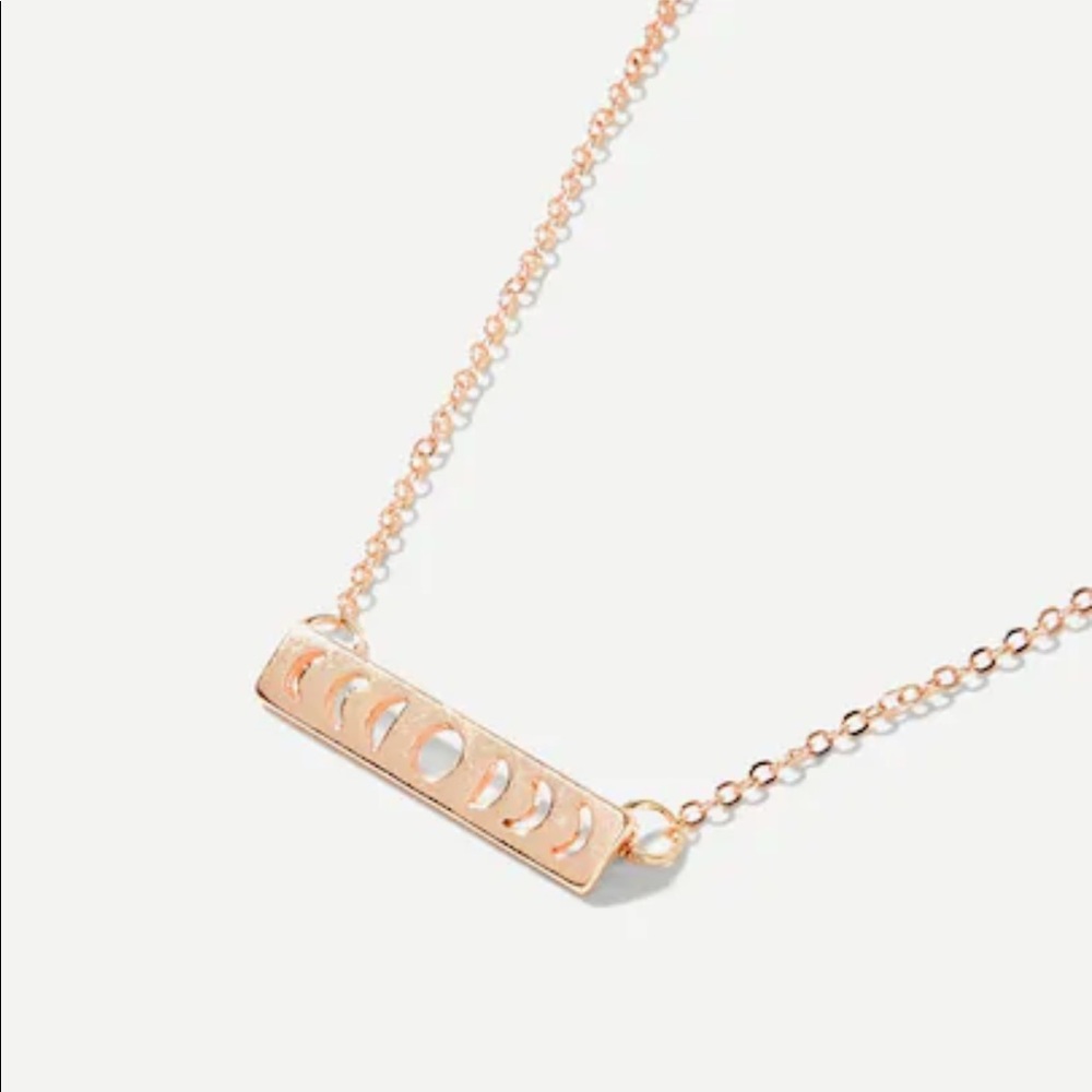 Rose Gold Phases fo the Moon Bar Necklace - Picture 4 of 5
